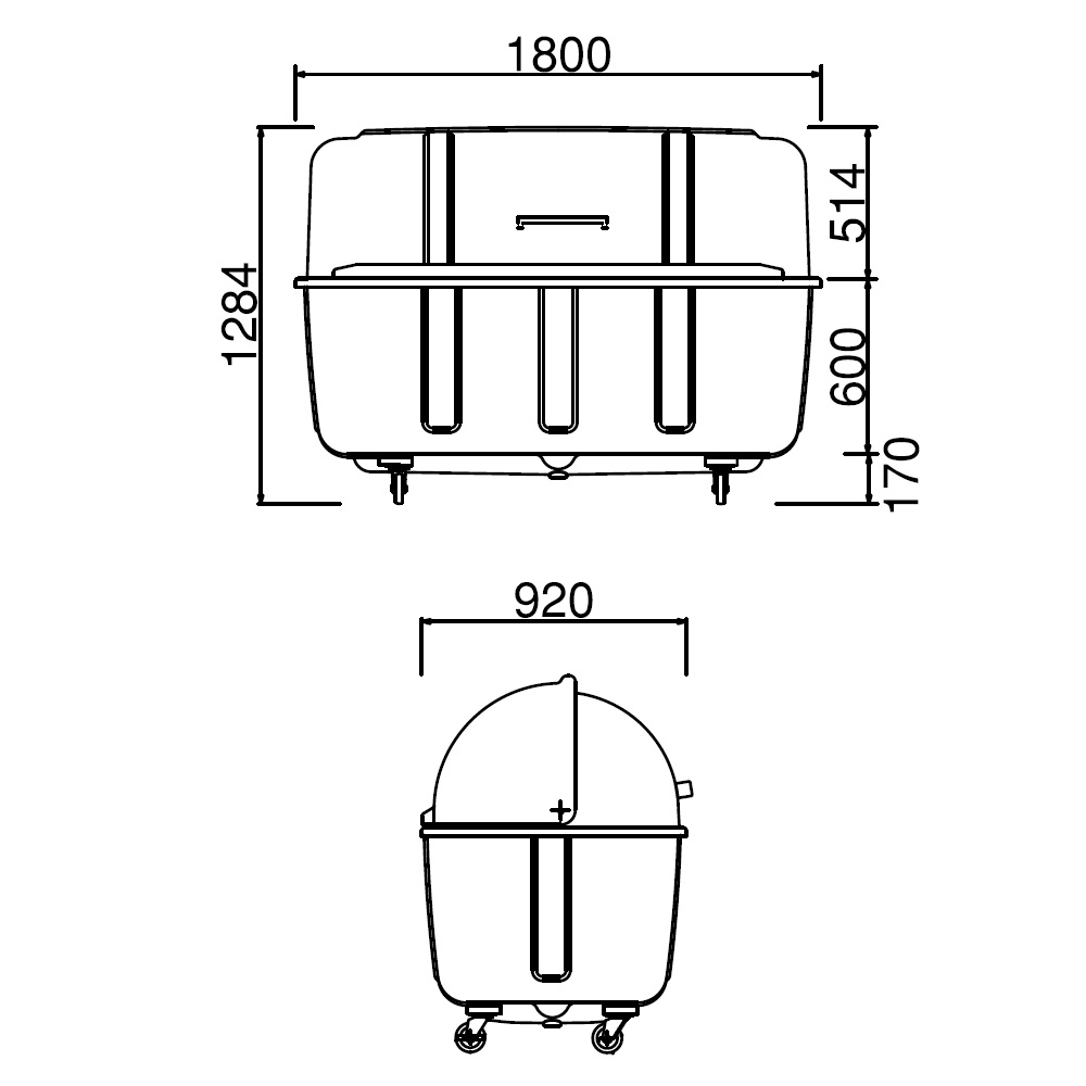 ジャンボステーション J1500BC キャスター付き 分別用仕切板1枚付き 1500L グレー FRP カイスイマレン（法人限定）