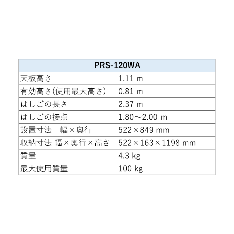 はしご兼用脚立 両面ワイドステップ 55mm PRS-120WA アルインコ