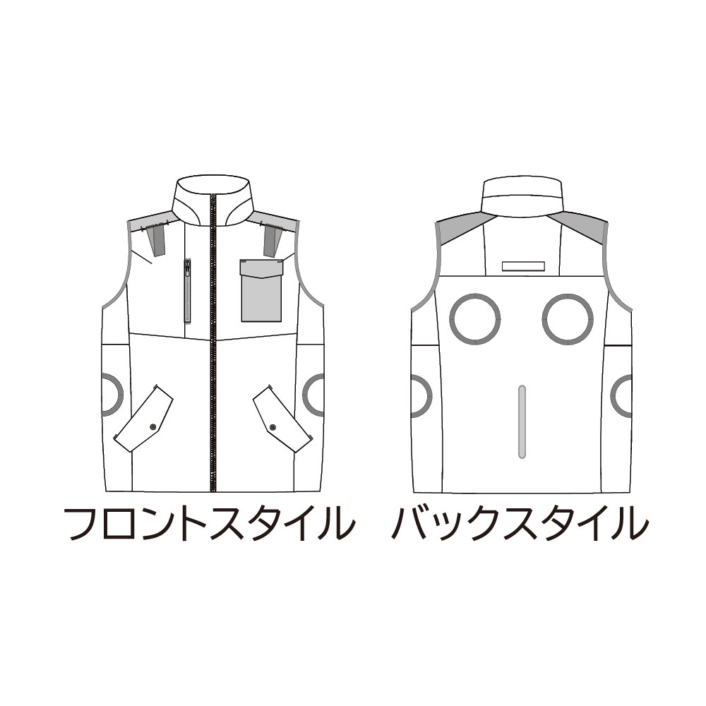 空調ウェア AR5271 ベスト シルバー L 作業着 KM Air Revolution (バッテリー・ファン別売)