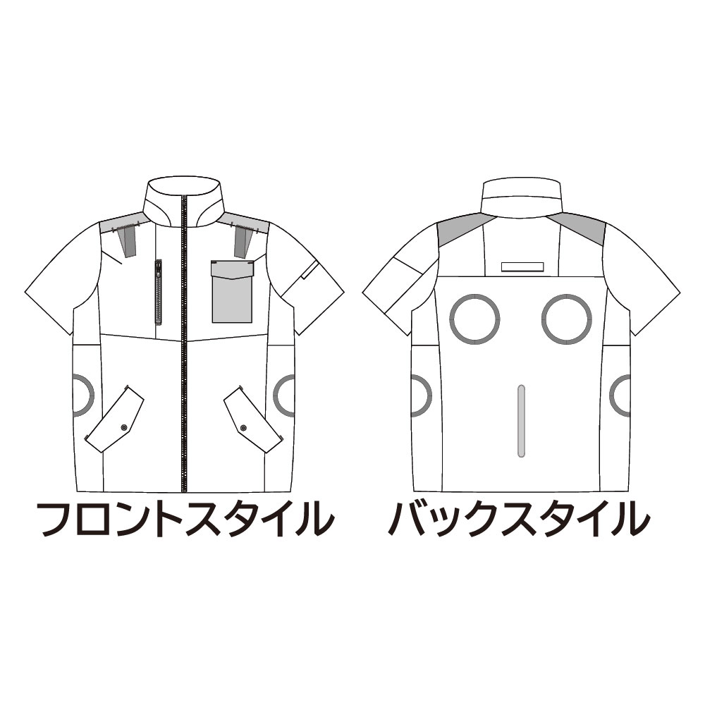 空調ウェア AR5272 半袖 ブラック 4L 作業着 KM Air Revolution (バッテリー・ファン別売)