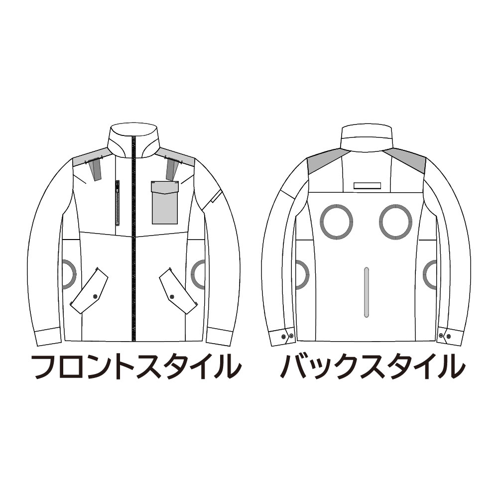 空調ウェア AR5273 長袖 オリーブ 3L 作業着 KM Air Revolution (バッテリー・ファン別売)