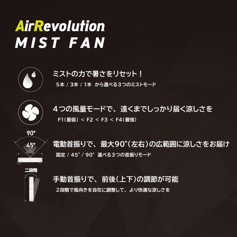 ミストファン AR ポータブル扇風機 屋外 業務用 熱中症対策 KMネクスト Air Revolution