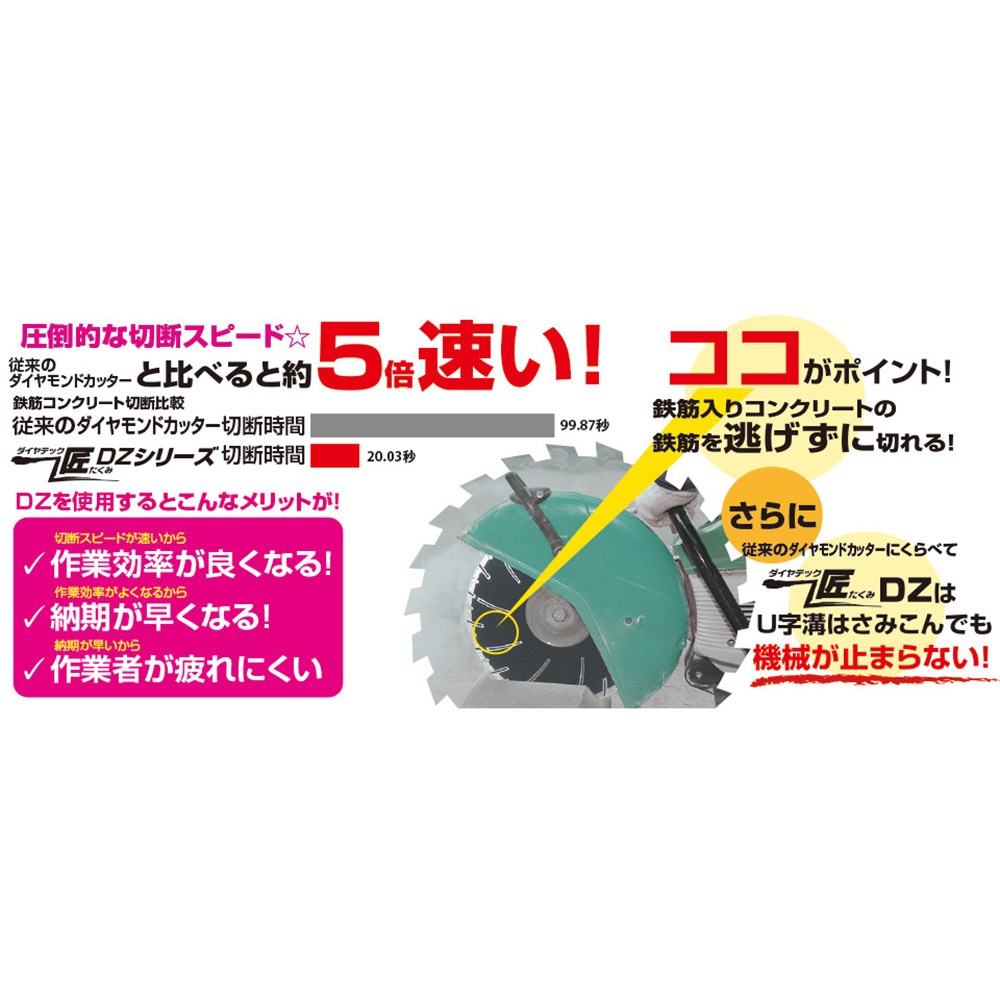 ダイヤテック匠 DZ14 355×3.3×20(mm) コンクリート モルタル ブロック レンガ 切断 ダイヤテック