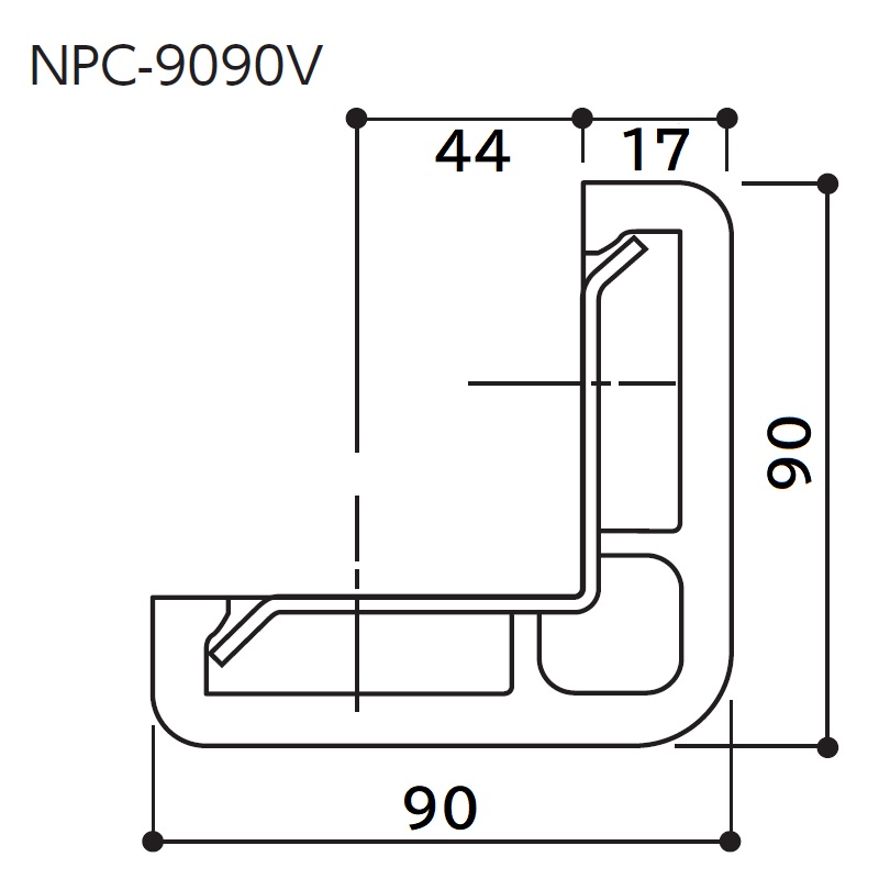 コーナーガード NPC-9090V 1m ブラック ナカ工業 駐車場 壁･柱保護材（法人限定）