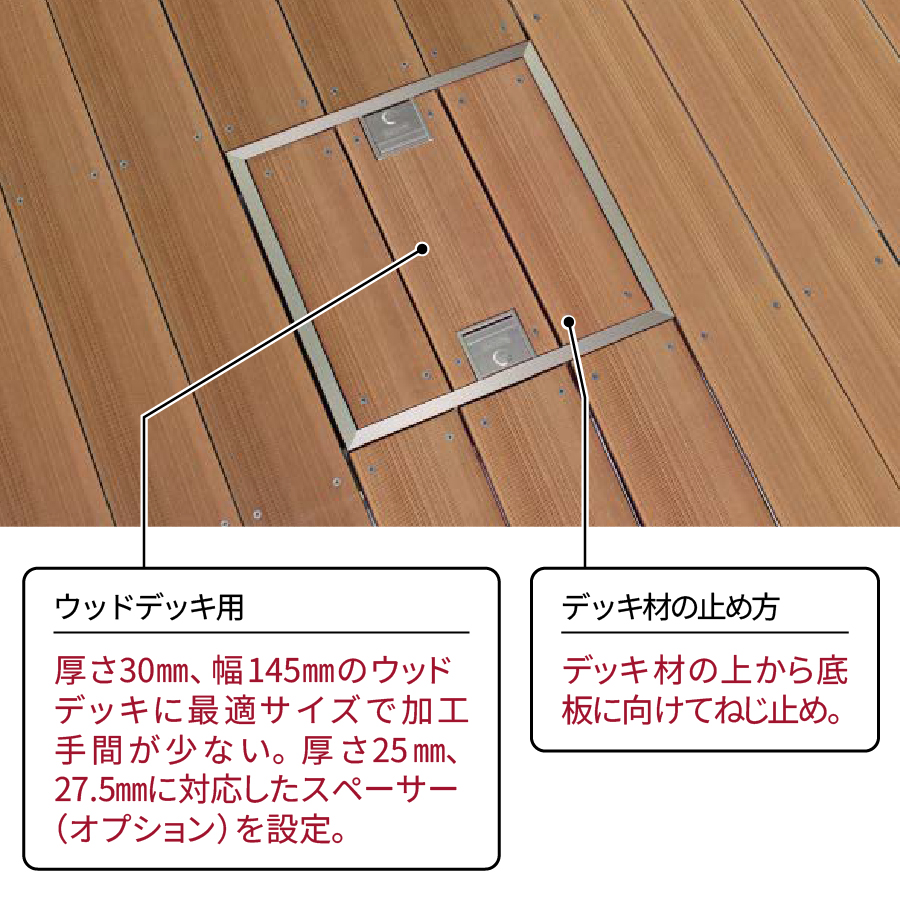 床点検口 ウッドデッキ向け 錠付 600角 KFDIK60B  アルミブロンズ ダイケン(法人限定)