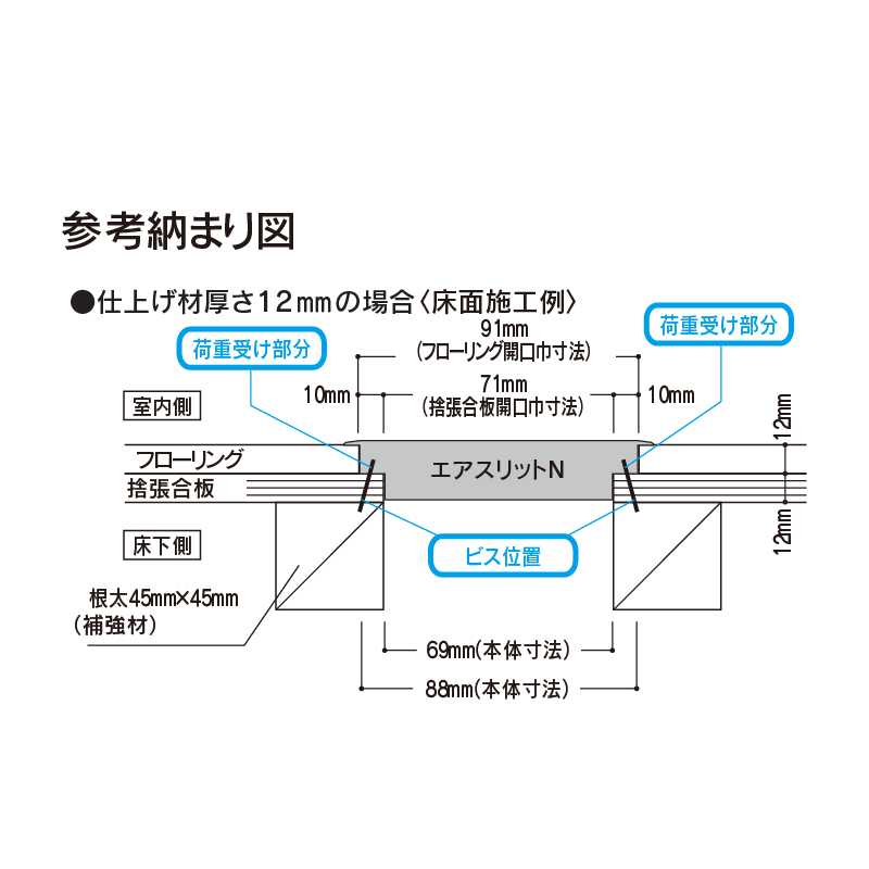 エアスリット N本体 イエローベージュ 100×200×25(mm) ASNBG【ケース販売】10個