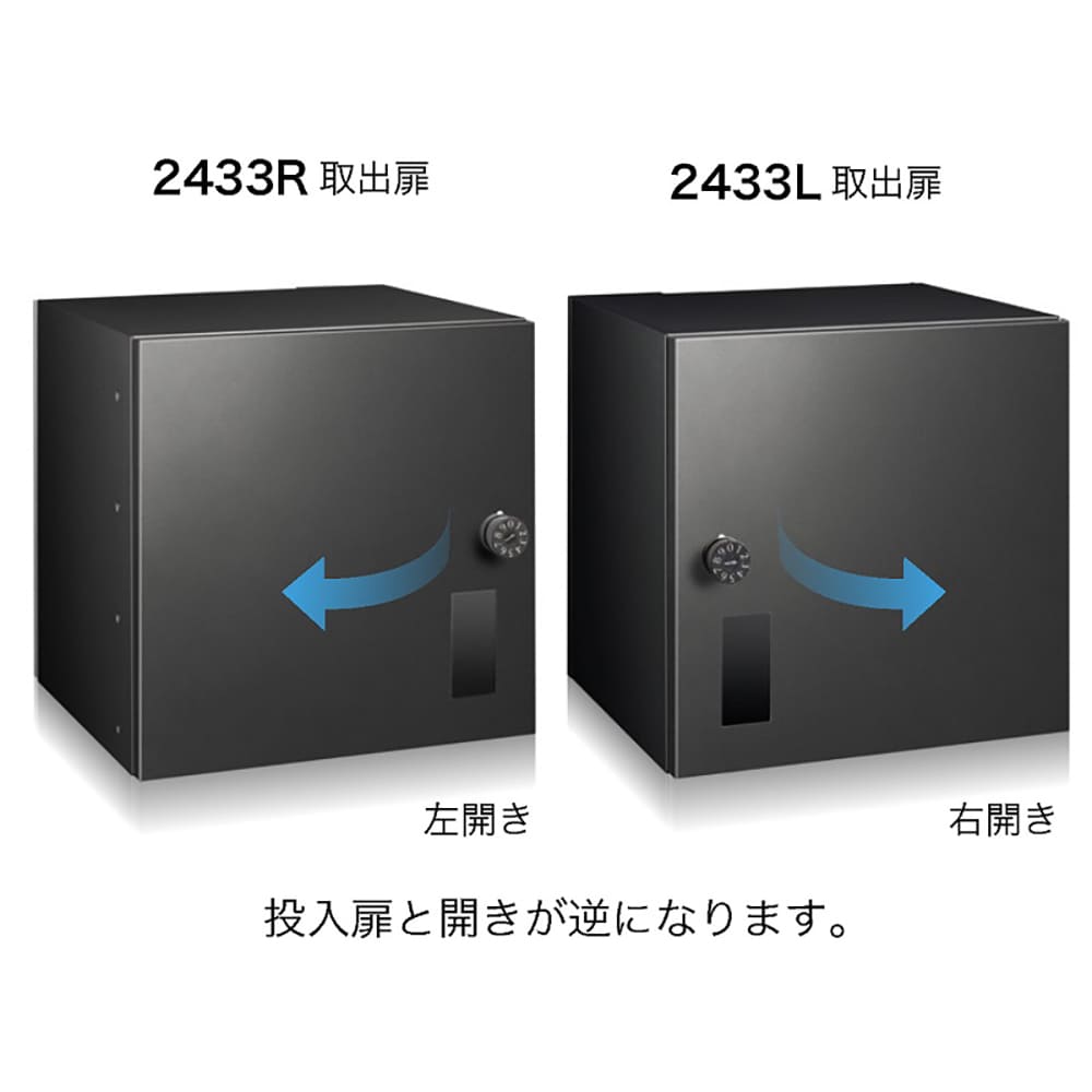 宅配ポスト2433 右開き(R) ディープグレー(DG) 前入後出 2433R-DG コーワソニア 宅配ボックス一体型