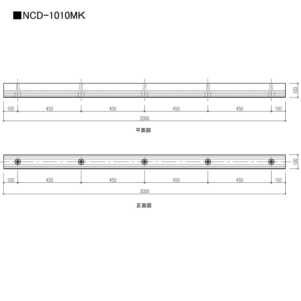 【受注生産】カーストッパー NCD-MKタイプ 1m（無垢･スリット入り）NCD-1010MK ナカ工業（法人限定）