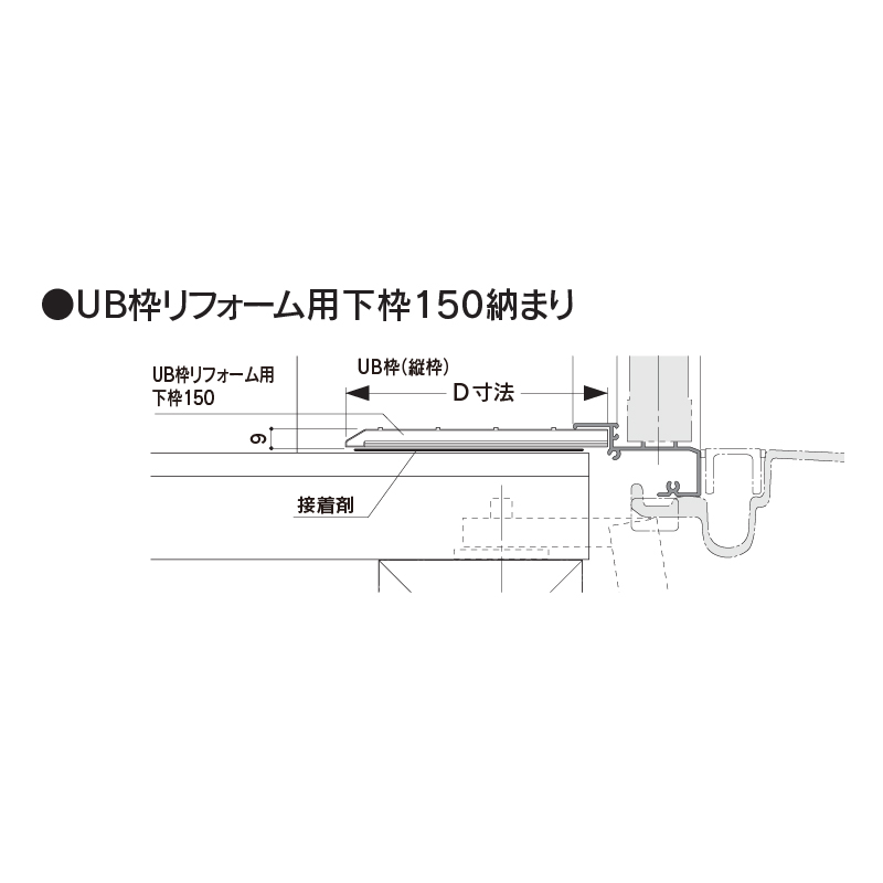 樹脂開口枠 UB枠 リフォーム 下枠150 UR15R18 長さ1800mm 樹脂枠 浴室建材 フクビ化学工業