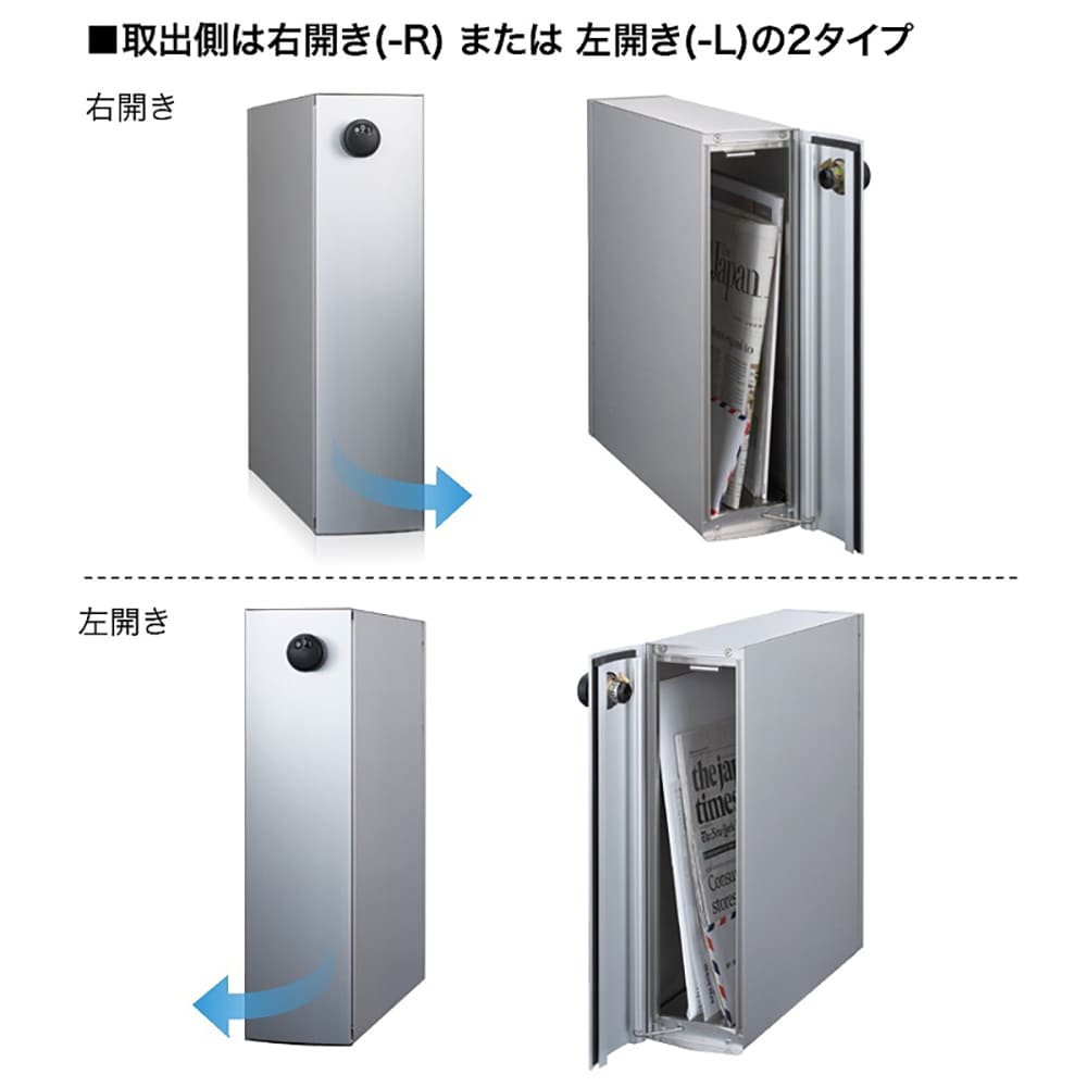 戸建郵便受箱 T926シリーズ T926B-R-SR ブラック粉体塗装 右開き(R) 静音ラッチ錠 コーワソニア