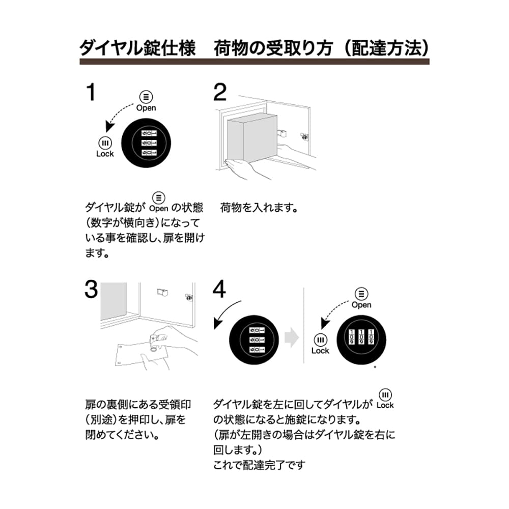 宅配ボックス 3333V2R 右開き(R) ステングレー(SG) 前入前出 ダイヤル錠 3333V2R-SG-DL コーワソニア