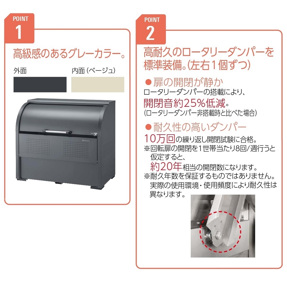 ダイケン クリーンストッカー CKR-1907G-2 スチール製 グレー  幅1950×奥行750 1200L ゴミ収集庫