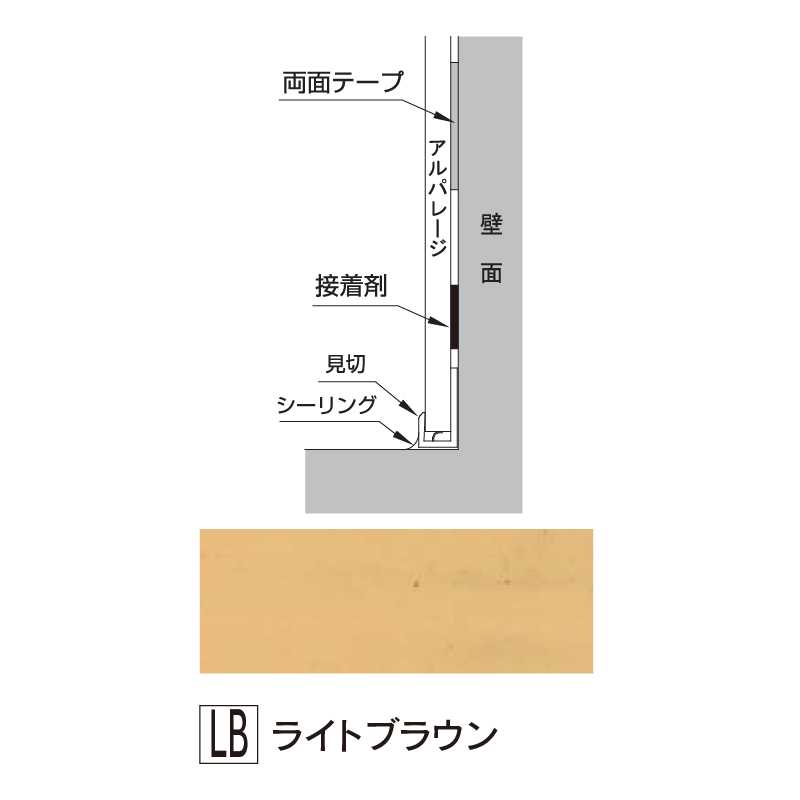 アルパレージ用 見切 ライトブラウン 2450mm AM2LB【ケース販売】20本 壁面 化粧パネル 内装 浴室 水廻り