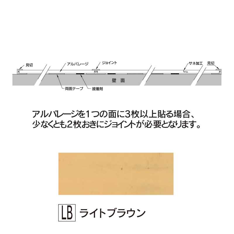 アルパレージ用 ジョイント ライトブラウン 2450mm AJ2LB【ケース販売】20本 壁面 化粧パネル 水廻り