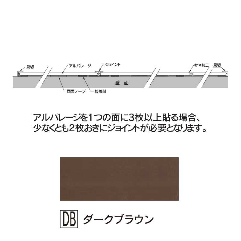 アルパレージ用 ジョイント ダークブラウン 2450mm AJ2DB【ケース販売】20本 壁面 化粧パネル 内装 水廻り