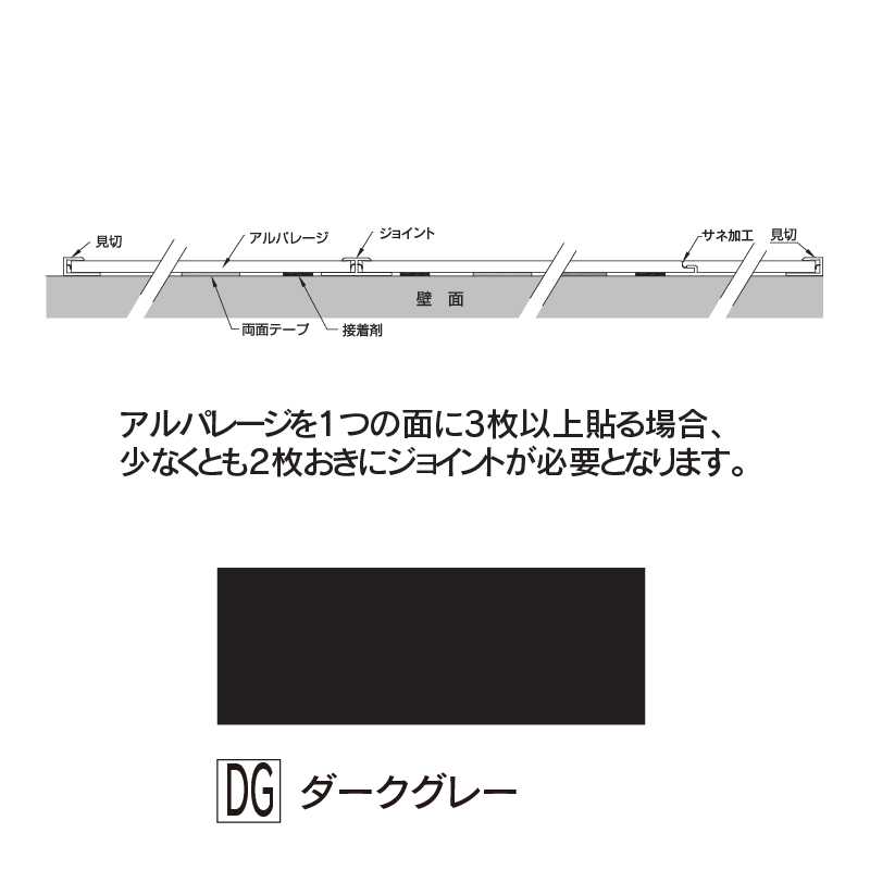 アルパレージ用 ジョイント ダークグレー 2450mm AJ2DG【ケース販売】20本 壁面 化粧パネル 内装 水廻り