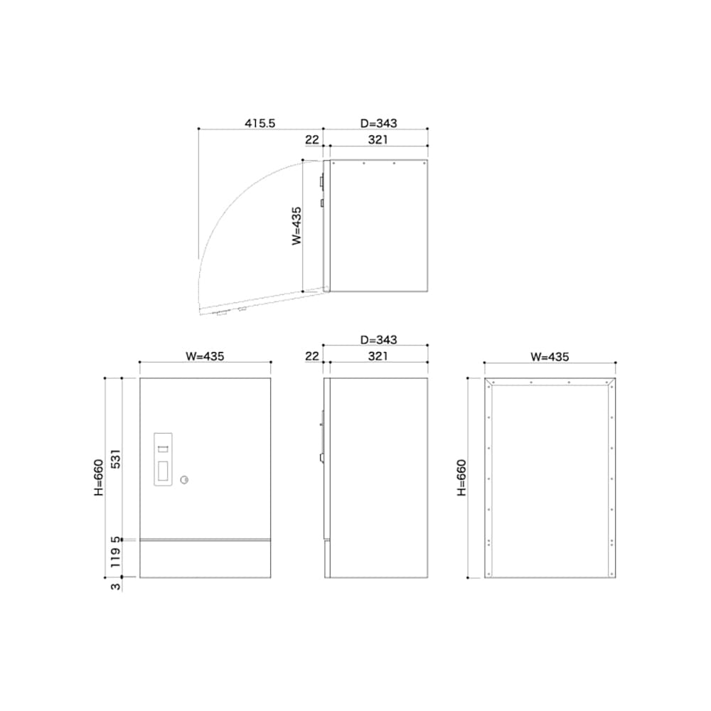 宅配ボックス 宅ロウ 3847V2 据置型 ディープグレー(DG) 前入前出 シリンダー錠 3847V2-DG コーワソニア