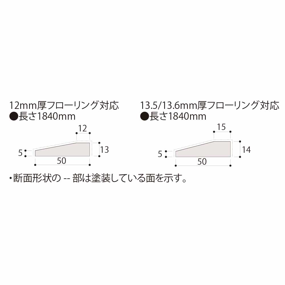 見切り部材 台形 12mm厚用 FMU-30GM グレースミディアム色【ケース販売】4本入 床造作材 永大産業 EIDAI
