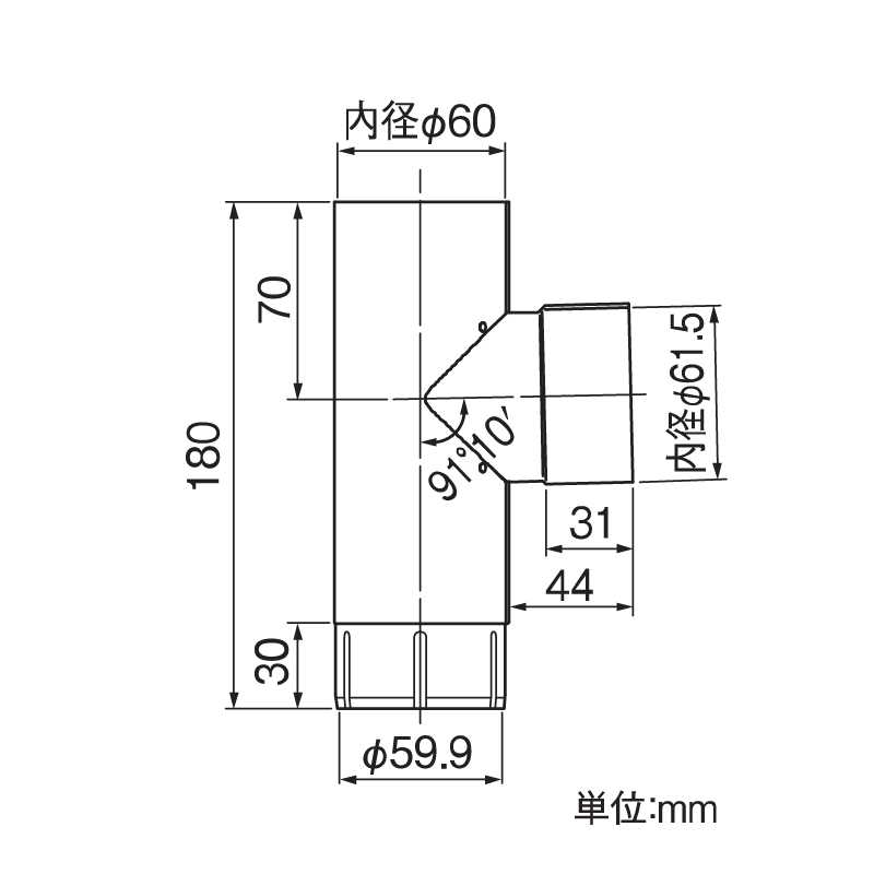 【送料無料】T字管(60Φ) ブラック タニタ 雨どい GGF-42316 【条件：メーカー合計2万円以上/回】