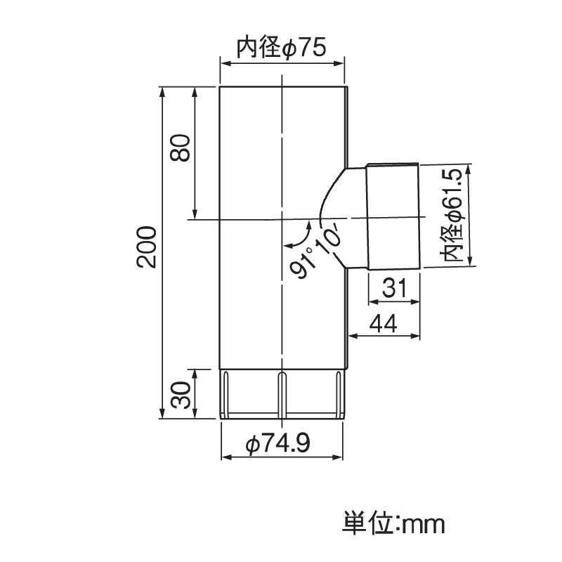 【送料無料】異径T字管(75Φx60Φ) シルバー タニタ 雨どい GGF-32329 【条件：メーカー合計2万円以上/回】