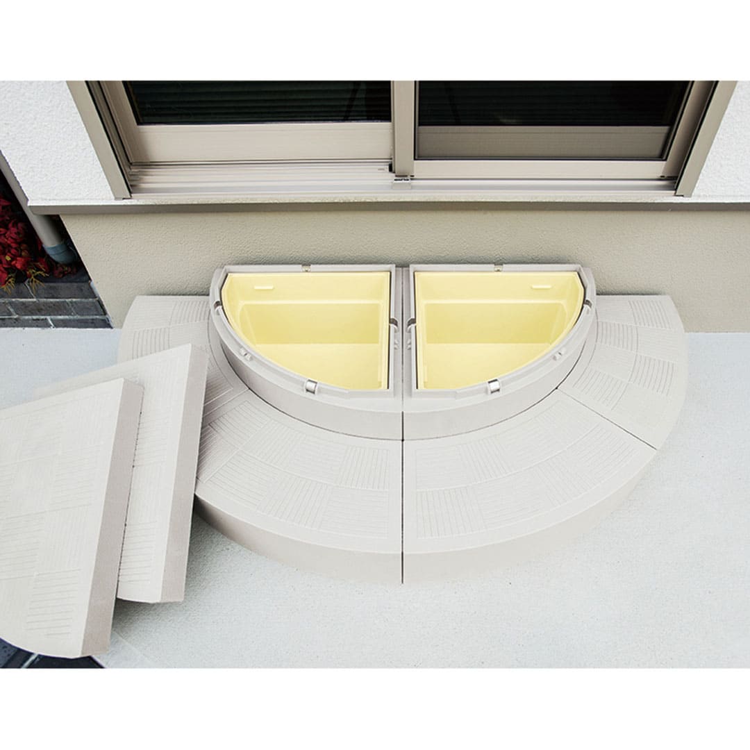 ハウスステップ Rタイプ 収納庫有 ライトグレー CUB-R60S-LG 城東テクノ 勝手口ステップ（法人限定）