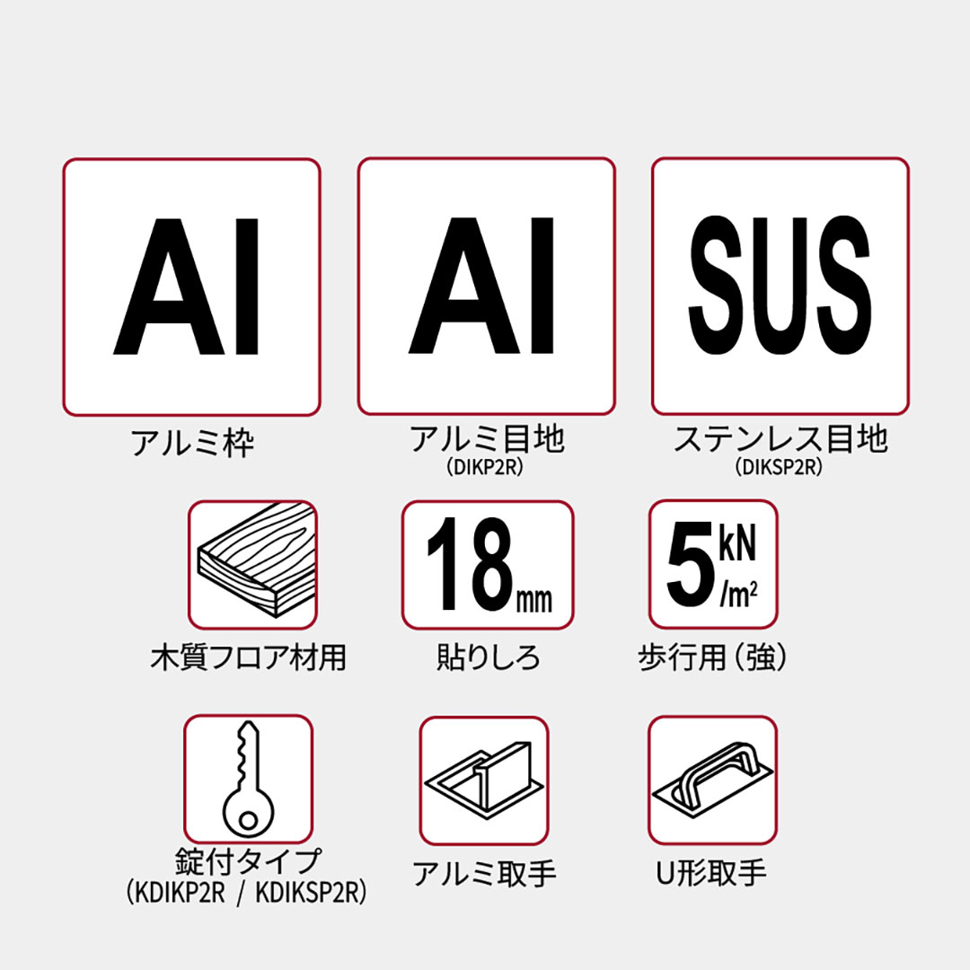 床点検口 木質フロア材向け 錠付 600角 KDIKSP260R  高強度 ダイケン(法人限定)