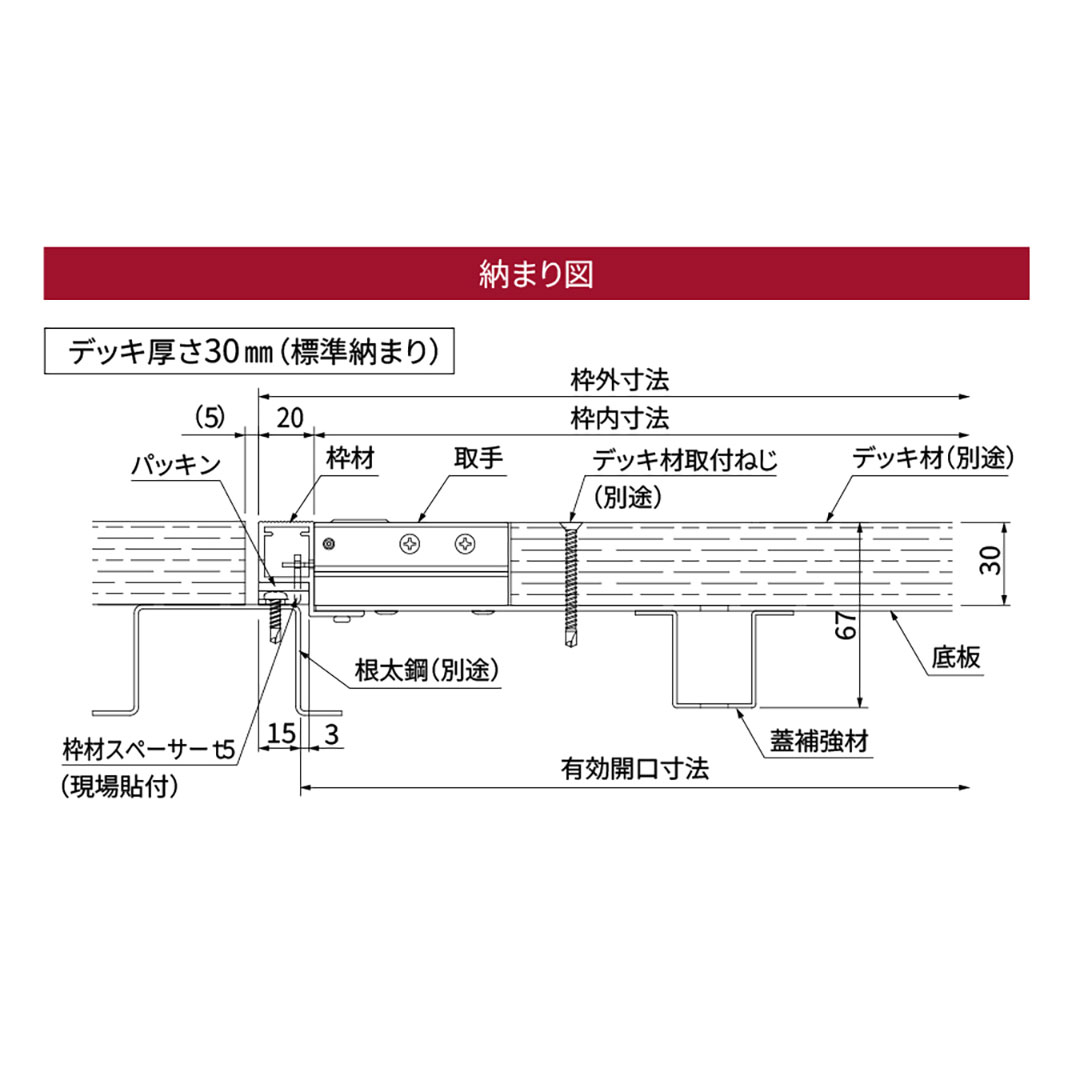 床点検口 ウッドデッキ向け 錠付 450角 KFDIK45B  アルミブロンズ ダイケン(法人限定)
