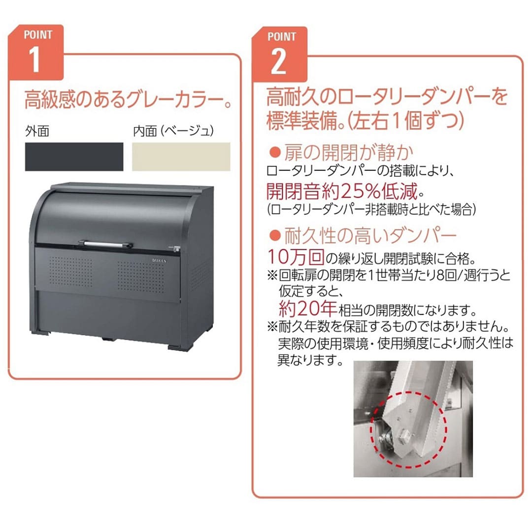 ダイケン クリーンストッカー CKR-1007G-2 スチール製 グレー  幅1000×奥行750 600L ゴミ収集庫