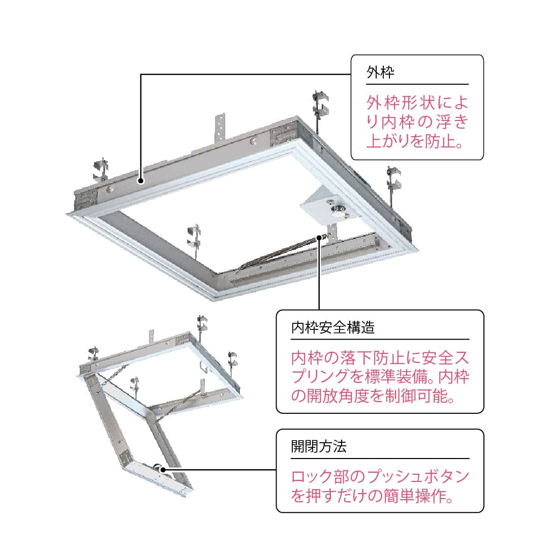 天井点検口 CQT3型450角 シルバー CQT345 高所天井向け 外枠形状 シーリング ダイケン(法人限定)