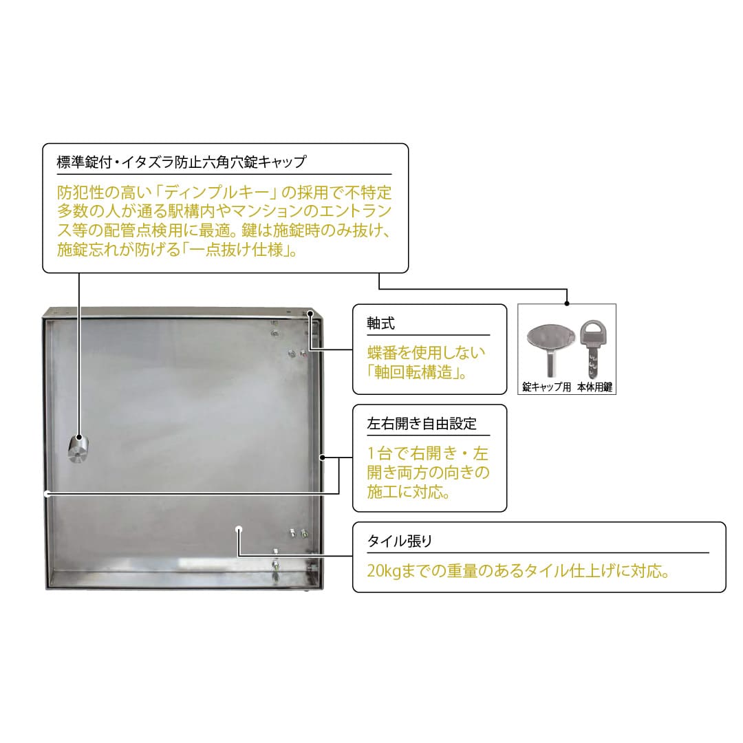 壁点検口 WMS型 300角 WMS30 ステンレス 目地タイプ タイル仕上 横開き ダイケン(法人限定)