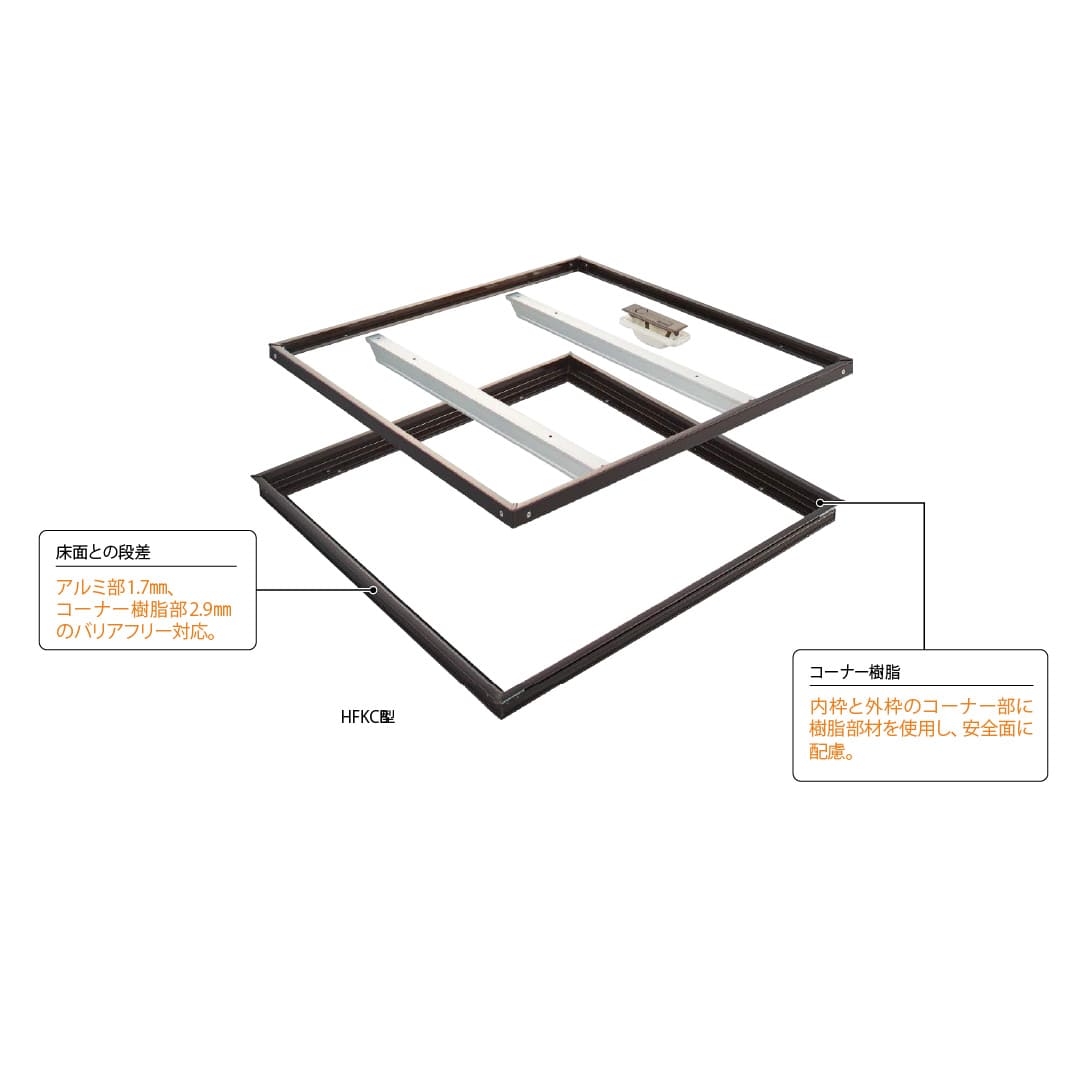 【5台以上で送料無料】ホーム床点検口 HFKC型 600角 艶有シルバー HFKC60S 簡易気密 仕上厚15mm ダイケン(法人限定)