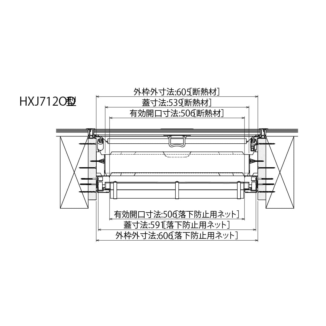 落下防止用ネット ホーム床点検口 HXJ型 床ハッチ HFON712 パイプ 2重構造 高強度 ダイケン(法人限定)