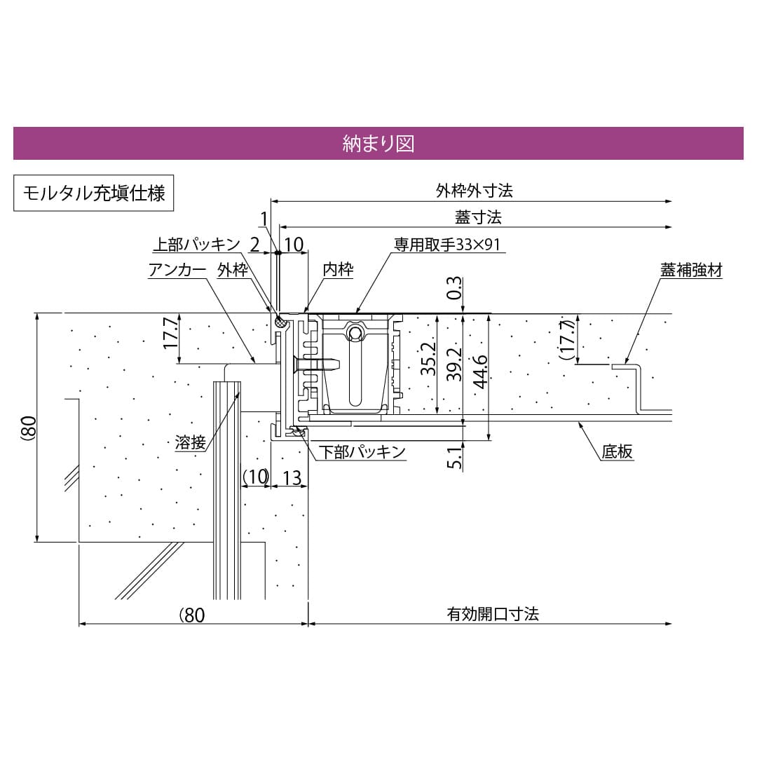 床点検口 FAGM型 600角 FAGM60 アルミ目地 防塵タイプ モルタル充填用 ダイケン(法人限定)