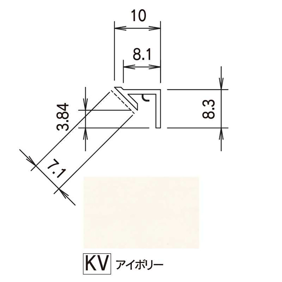 鏡面 アルパレージ用 入隅 アイボリー 2450mm AE2KV【ケース販売】20本 壁面 化粧パネル 内装