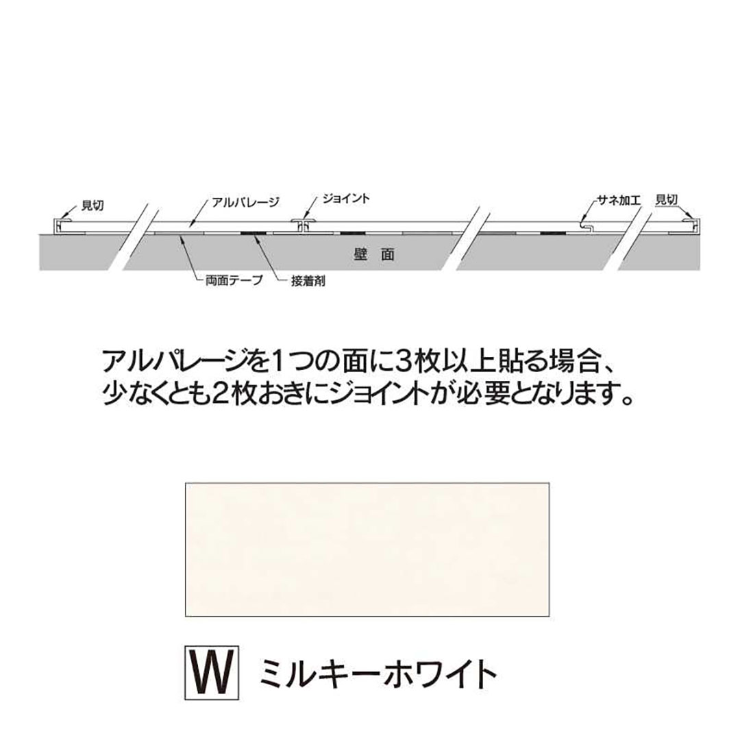 アルパレージ用 ジョイント ミルキーホワイト 2450mm AJ2W【ケース販売】20本 壁面 化粧パネル 内装 水廻り