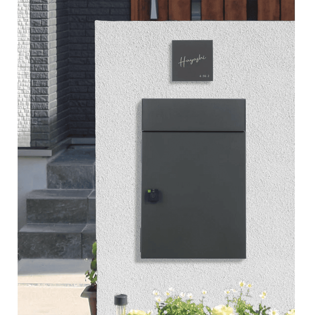 宅配ポスト ベレーナ(BELENA) 郵便ポスト一体型 宅配ボックス 埋込タイプ ダークグレー PBL-DGR 福彫