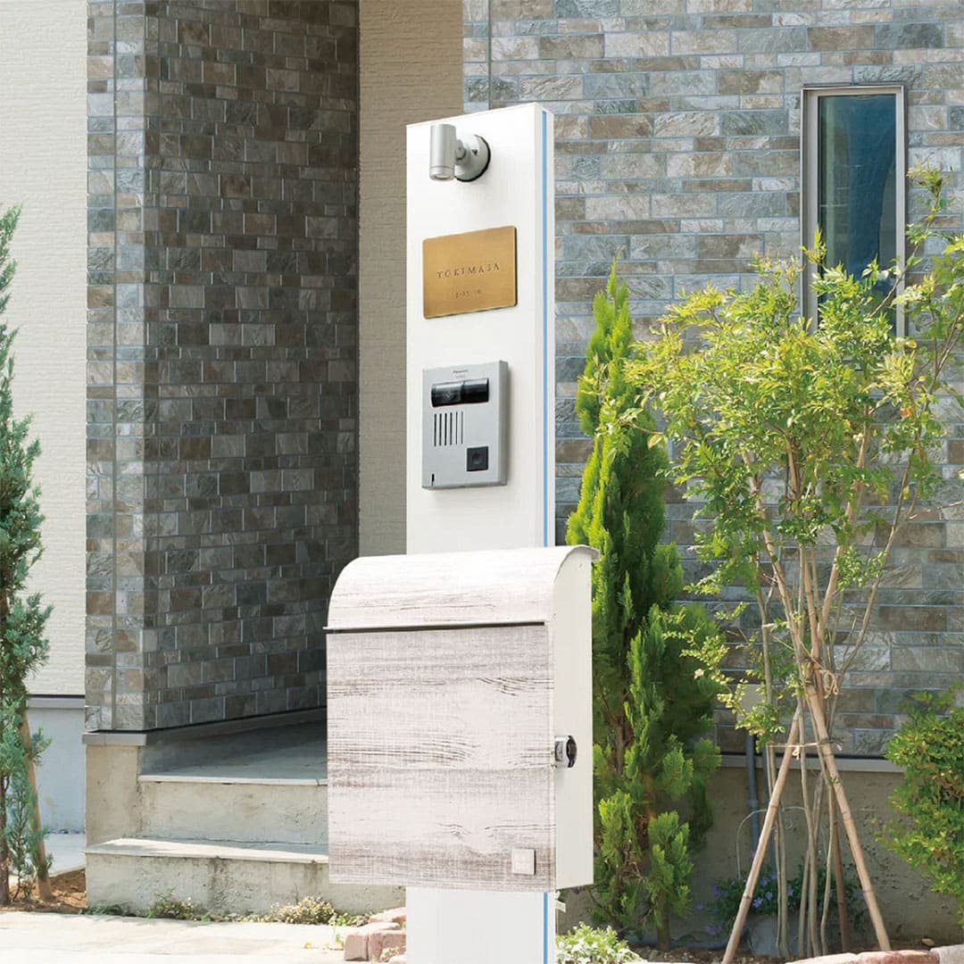 機能門柱 ルーク ROOK  ブラック×レッドスリット 本体のみ インターホン取付OK 福彫 FRK-KR