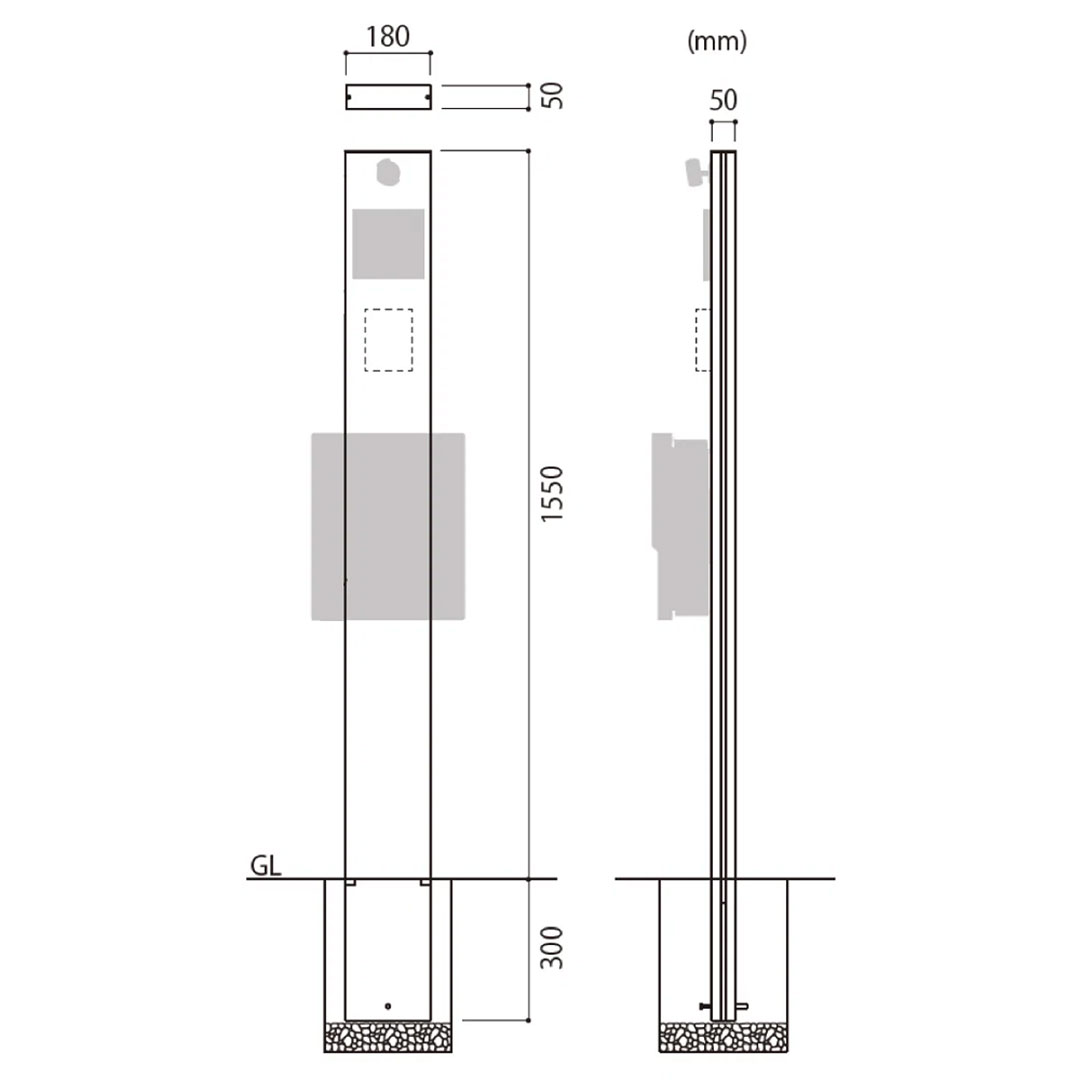 機能門柱 ルーク ROOK  ブラック×レッドスリット 本体のみ インターホン取付OK 福彫 FRK-KR