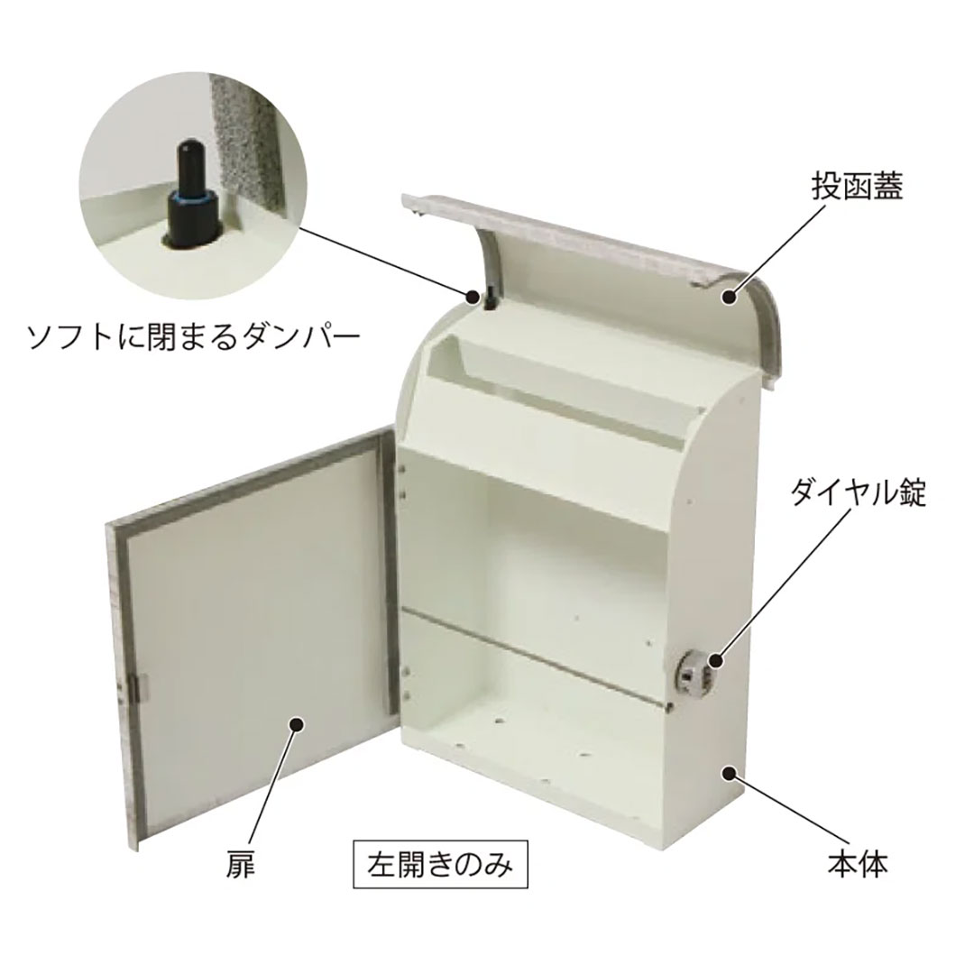 デザインポスト パルフェ PARFAIT 郵便ポスト 木目デザイン ホワイトラーチ 福彫 PPF-W