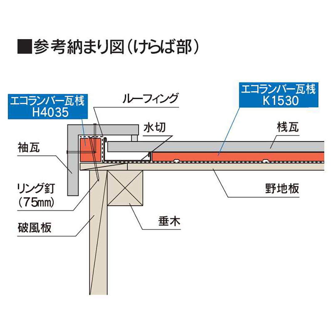 エコランバー瓦桟 H4035 40×35×3000 ELH3【ケース販売】9本 粘土瓦屋根 水抜き溝 滑り止め加工 フクビ