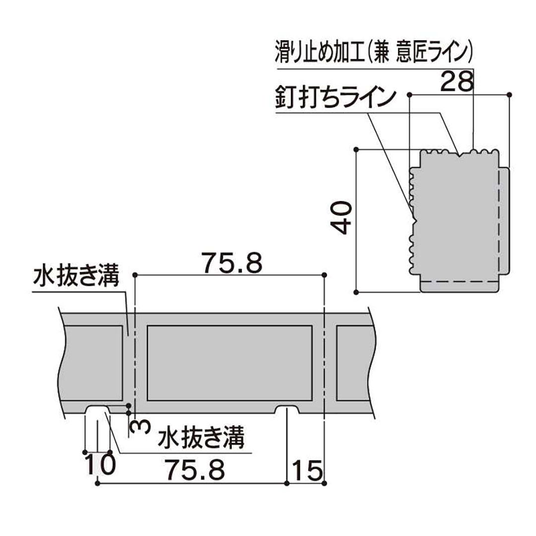 エコランバー瓦桟 H4028 40×28×3000 ELHR3【ケース販売】8本 粘土瓦屋根 水抜き溝 滑り止め加工 フクビ