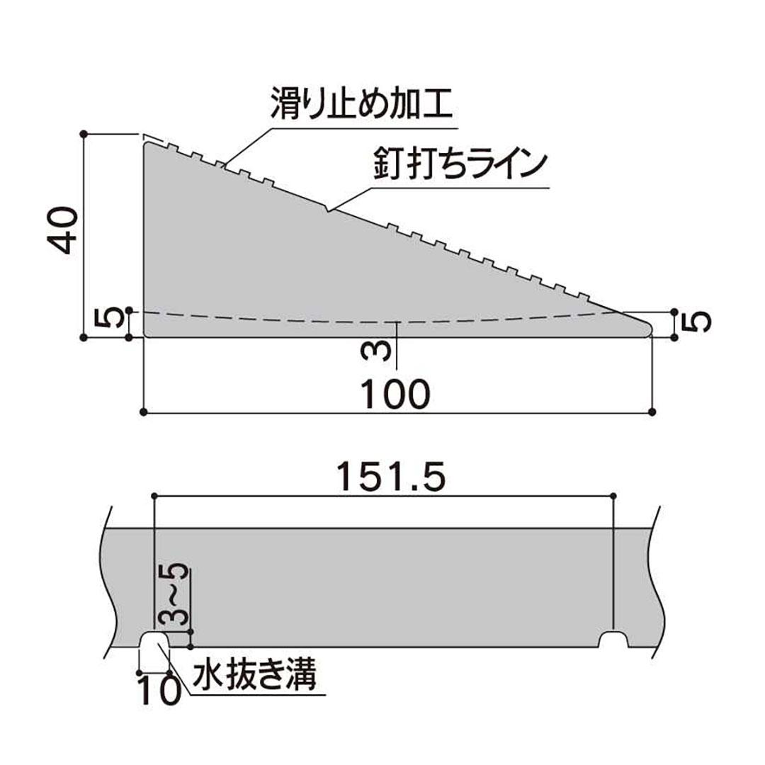 エコランバー瓦桟 HT40100 40×100×3000 ELHTN3【ケース販売】6本 粘土瓦屋根 水抜き溝 滑り止加工 フクビ