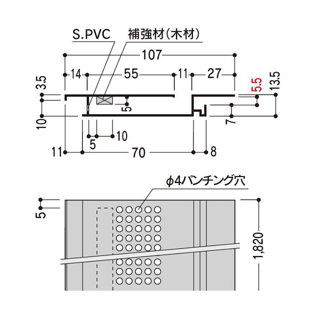 軒先通気見切縁 SNV100-5(5㎜用) CGチャコールグレー 107×1820(mm) SNV105C【ケース販売】40本