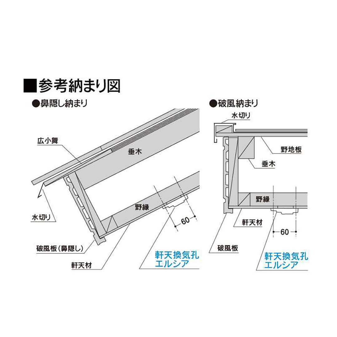 軒天換気 エルシア 網なし ホワイト 75×910(mm) NESW【ケース販売】20個換気孔 軒裏