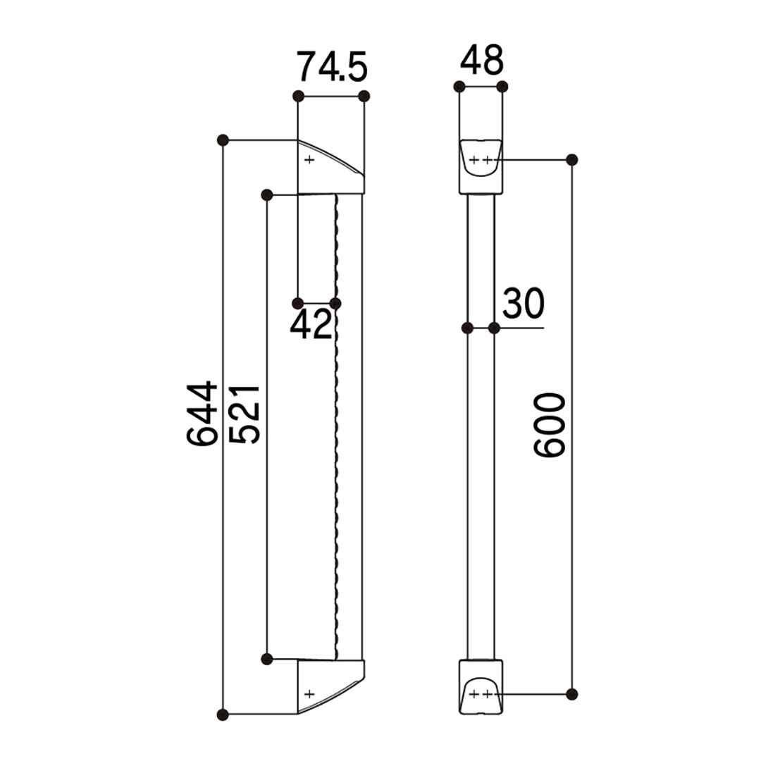 浴室用補助手すり I型 600 ホワイト YT6W 滑り止めグリップ付き 手摺 浴室 トイレ 洗面所 水廻り フクビ