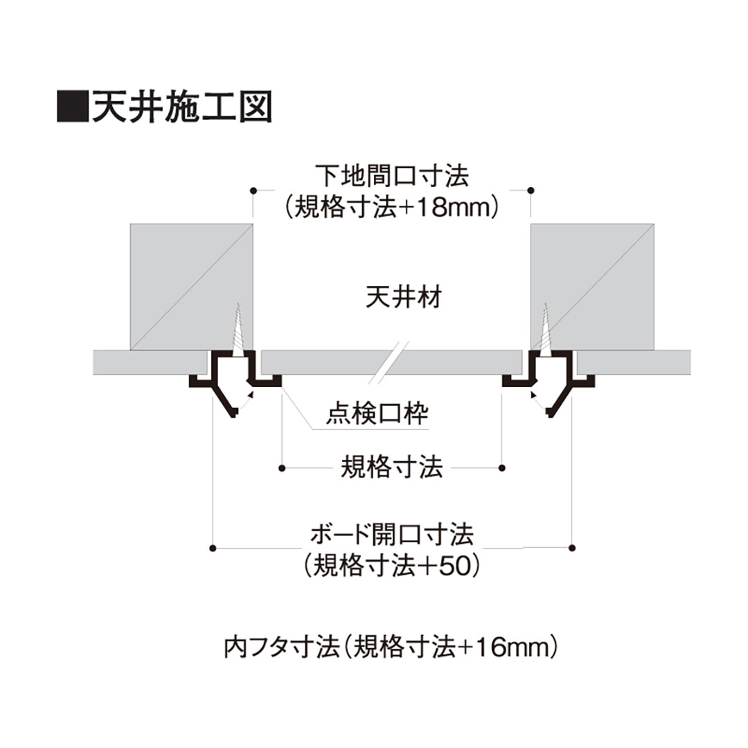 点検口枠 T-125N オフホワイト T12N45 450×450mm【ケース販売】25枠 ボード厚12.5mm用 天井壁兼用 フクビ