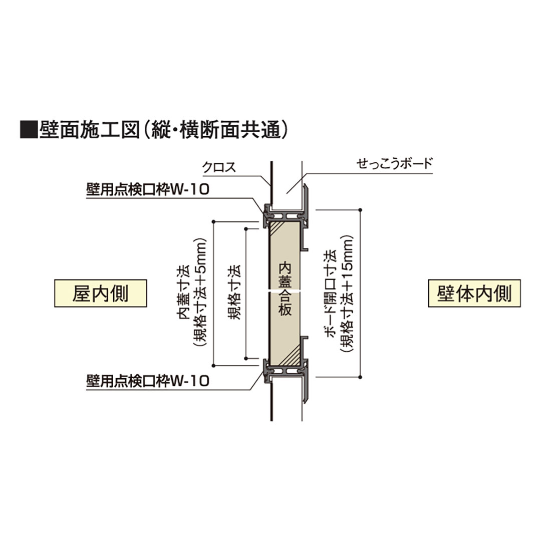 壁点検口枠 W-10 オフホワイト W1230W 300×300mm【ケース販売】10枠 ボード厚12.5mm 下地枠組不要 フクビ