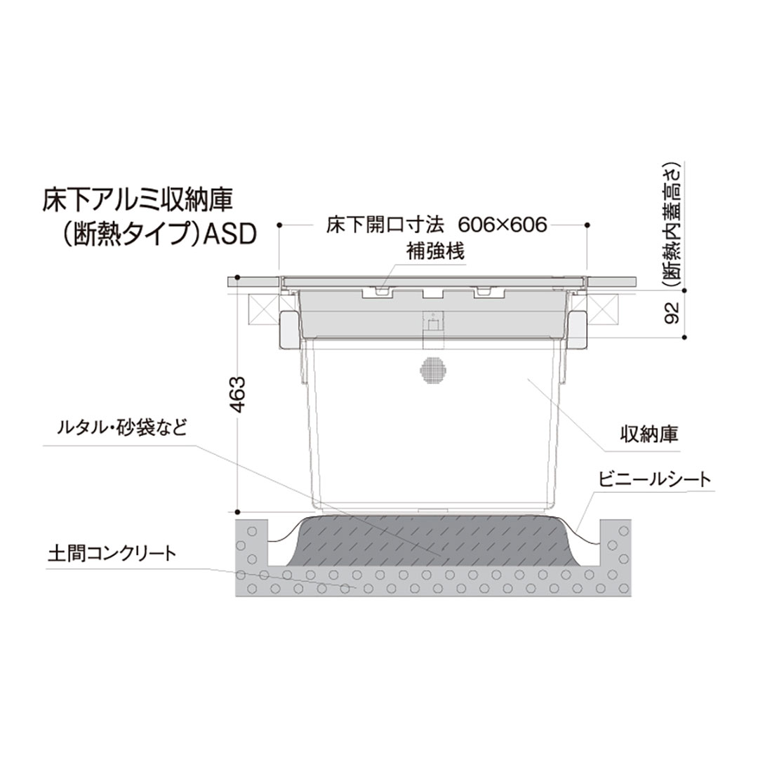 床下アルミ収納庫ASD 断熱タイプ ブロンズ ASD60B 619×619×463mm 床下収納庫 省エネ基準 フクビ