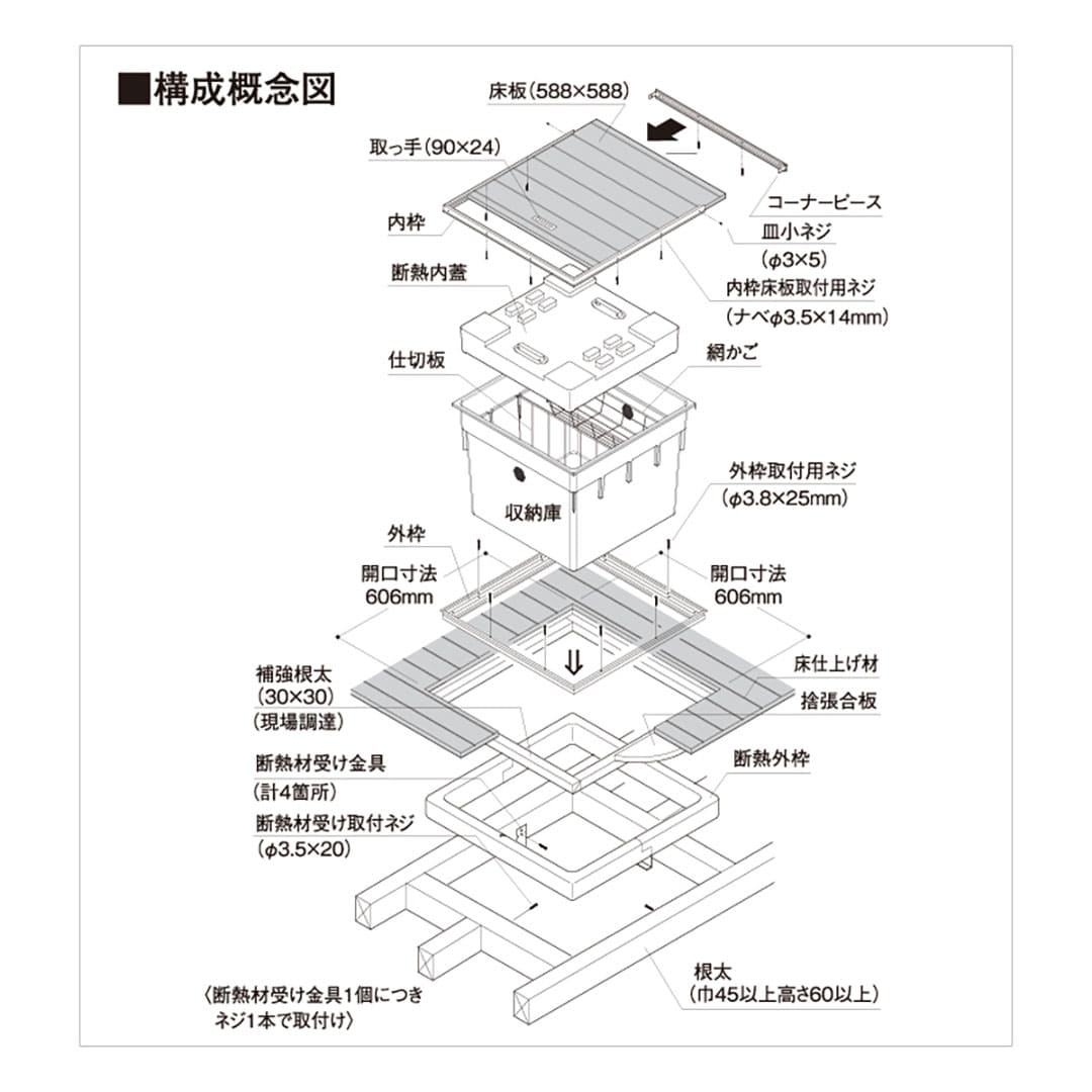 床下アルミ収納庫ASD 断熱タイプ ブロンズ ASD60B 619×619×463mm 床下収納庫 省エネ基準 フクビ