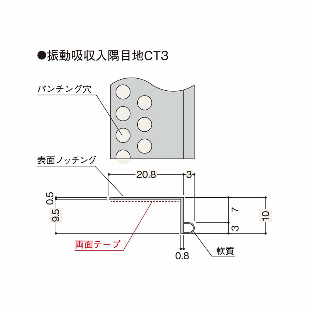 振動吸収入隅目地CT3【ケース販売】100本入 フクビ化学工業